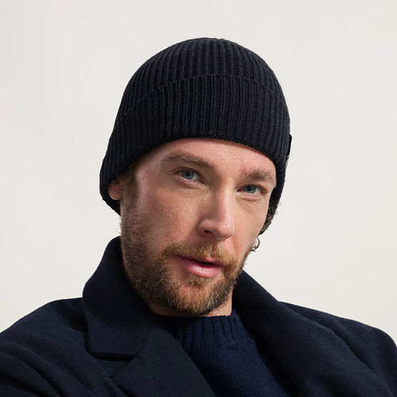 Black recycled cotton rib knit hat